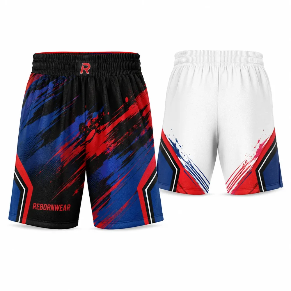 men's basketball shorts with full dye sublimation printing — RebornWear Pakistan factory-direct USA