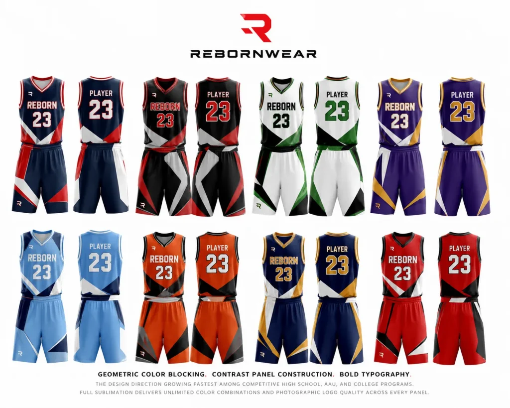 Performance sport geometric basketball uniform design by RebornWear