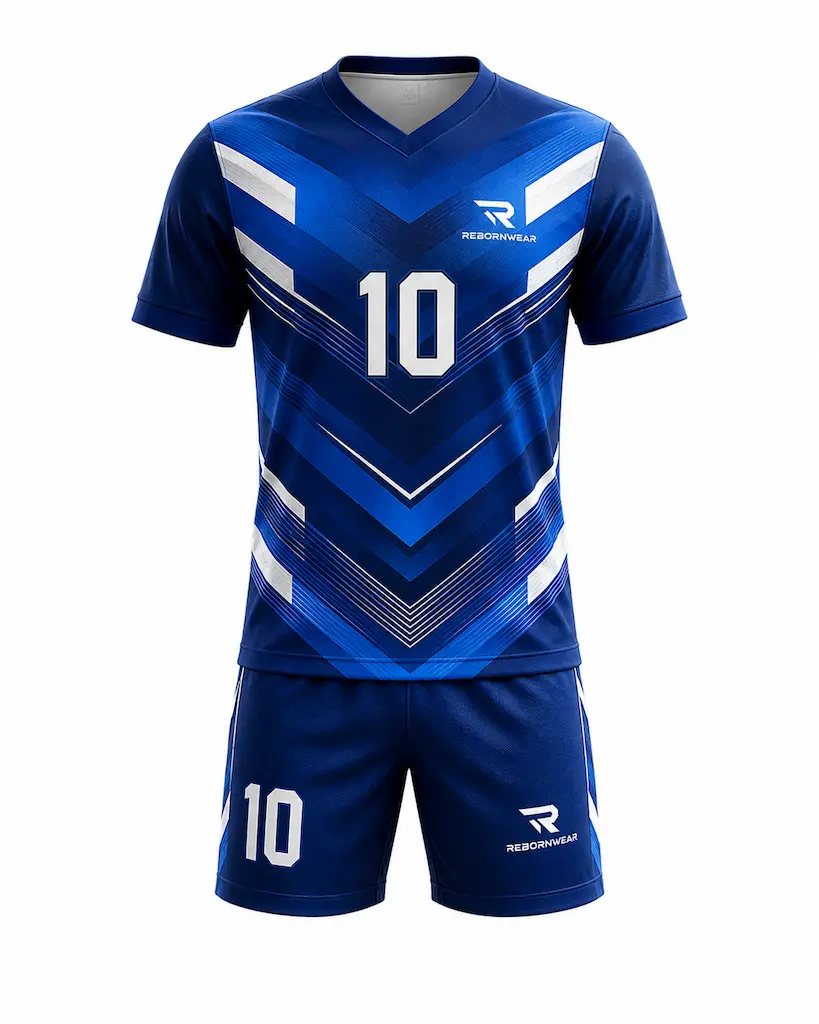 Blue black white soccer team uniform by RebornWear
