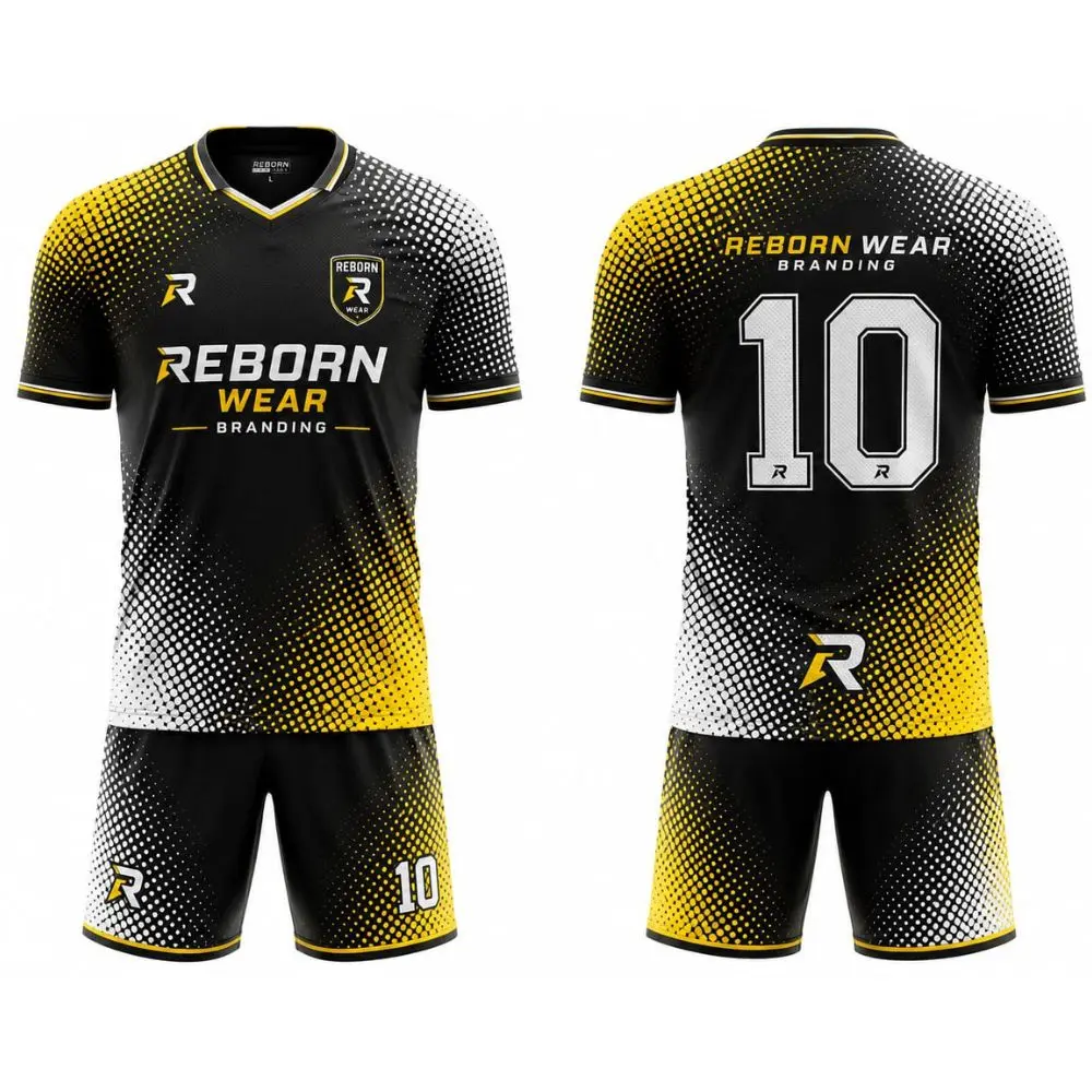 Yellow halftone sublimated soccer jerseys by RebornWear