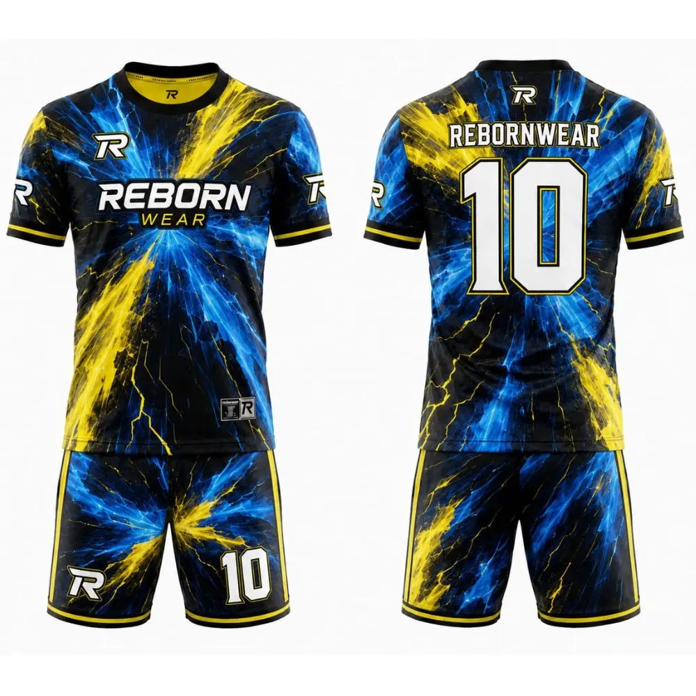 Futuristic grid sublimated youth soccer jerseys by RebornWear