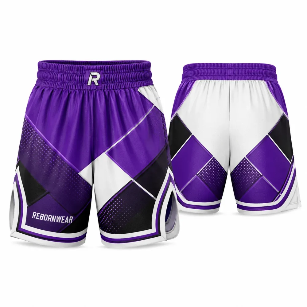 women's basketball shorts with full dye sublimation printing — RebornWear Pakistan factory-direct USA