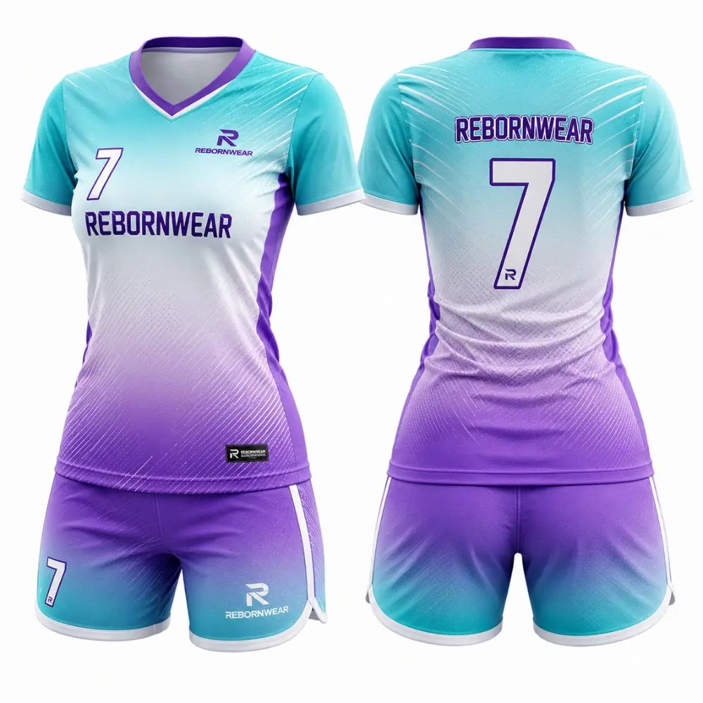 Turquoise gradient women's soccer jerseys by RebornWear