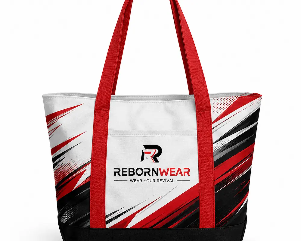 All-over sublimation printed tote bag by RebornWear