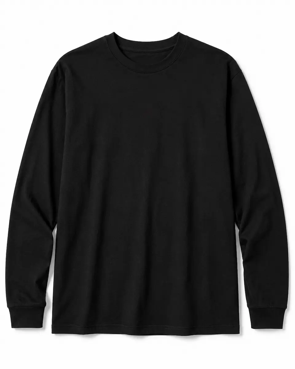 Blank long sleeve t-shirt manufacturer — private label production by RebornWear in Sialkot, Pakistan