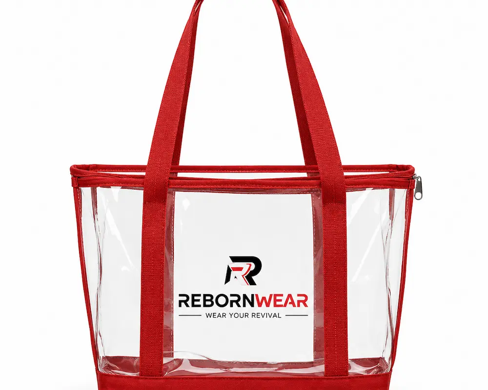 Clear stadium-approved tote bag by RebornWear