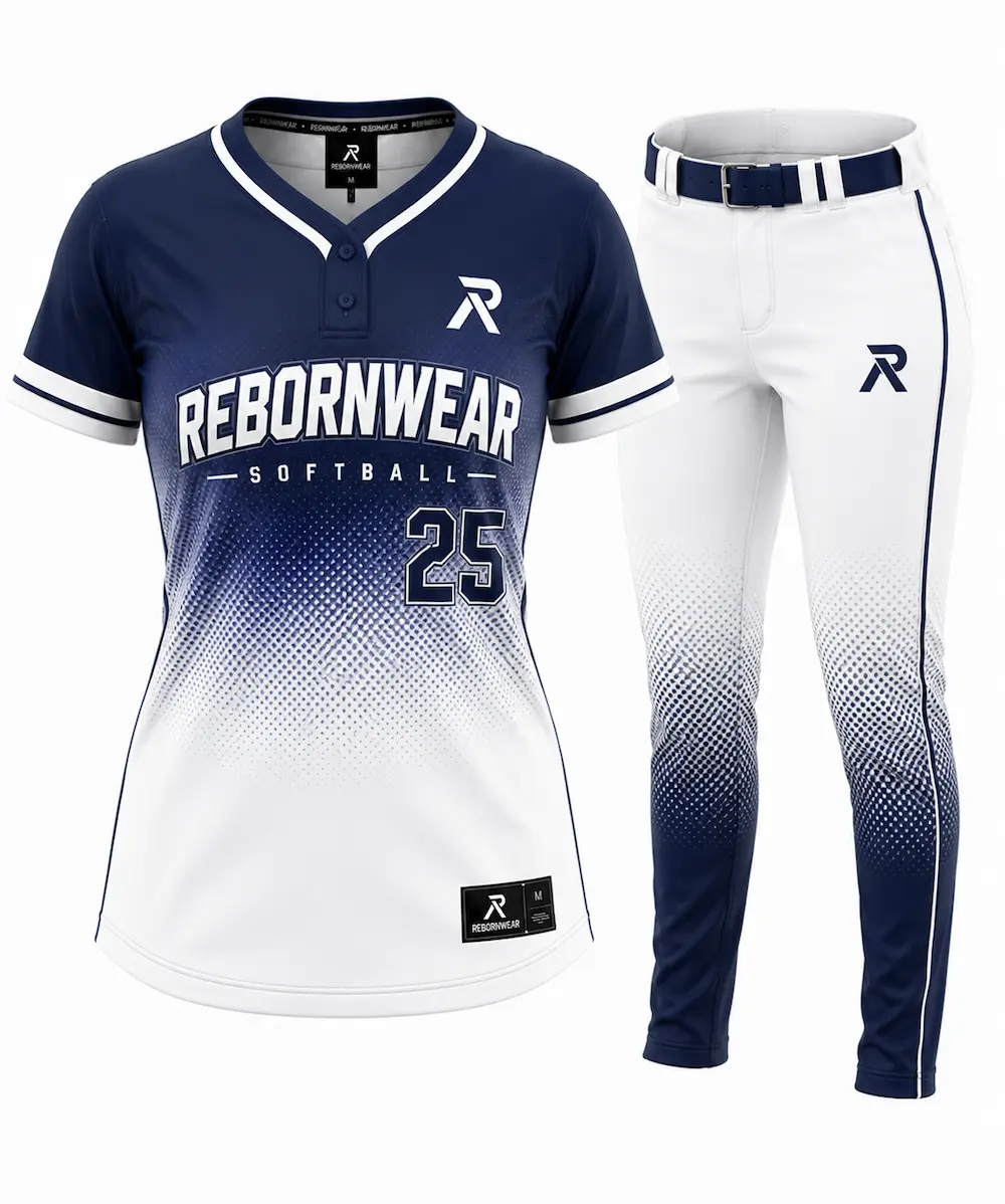 Custom softball uniform with two-tone fade design, sublimated team colors