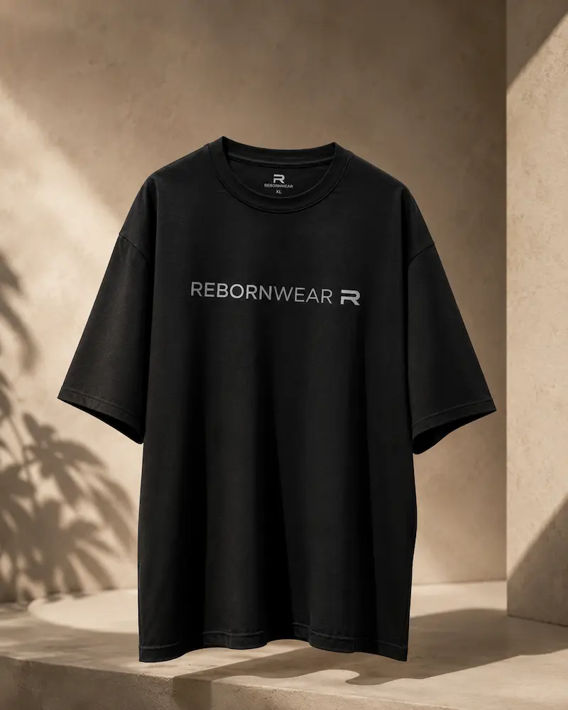 Custom t-shirt fabric and production detail by RebornWear in Sialkot, Pakistan