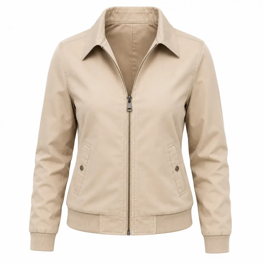 Custom women's cotton twill jacket manufacturer by RebornWear