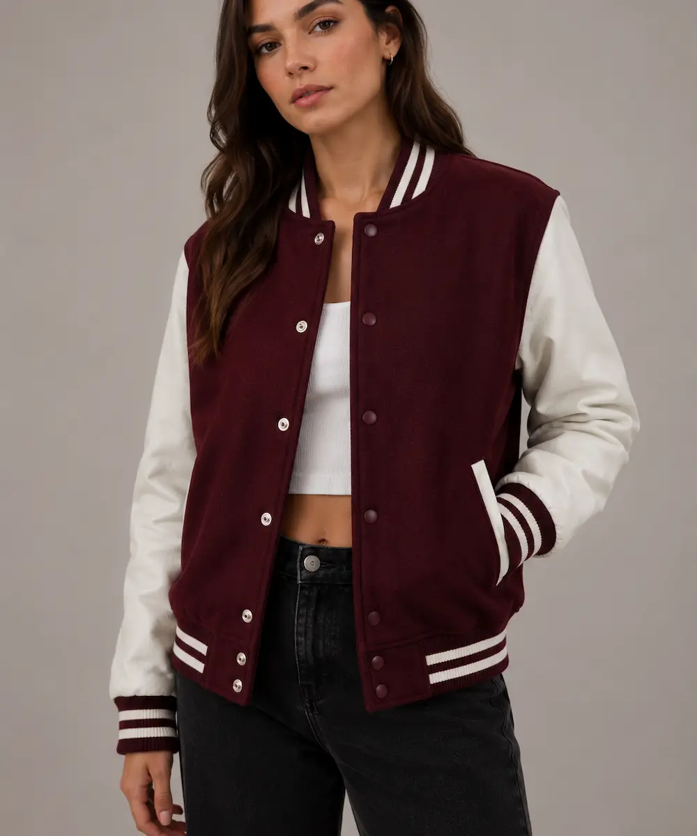 Custom women's varsity jacket manufacturer by RebornWear