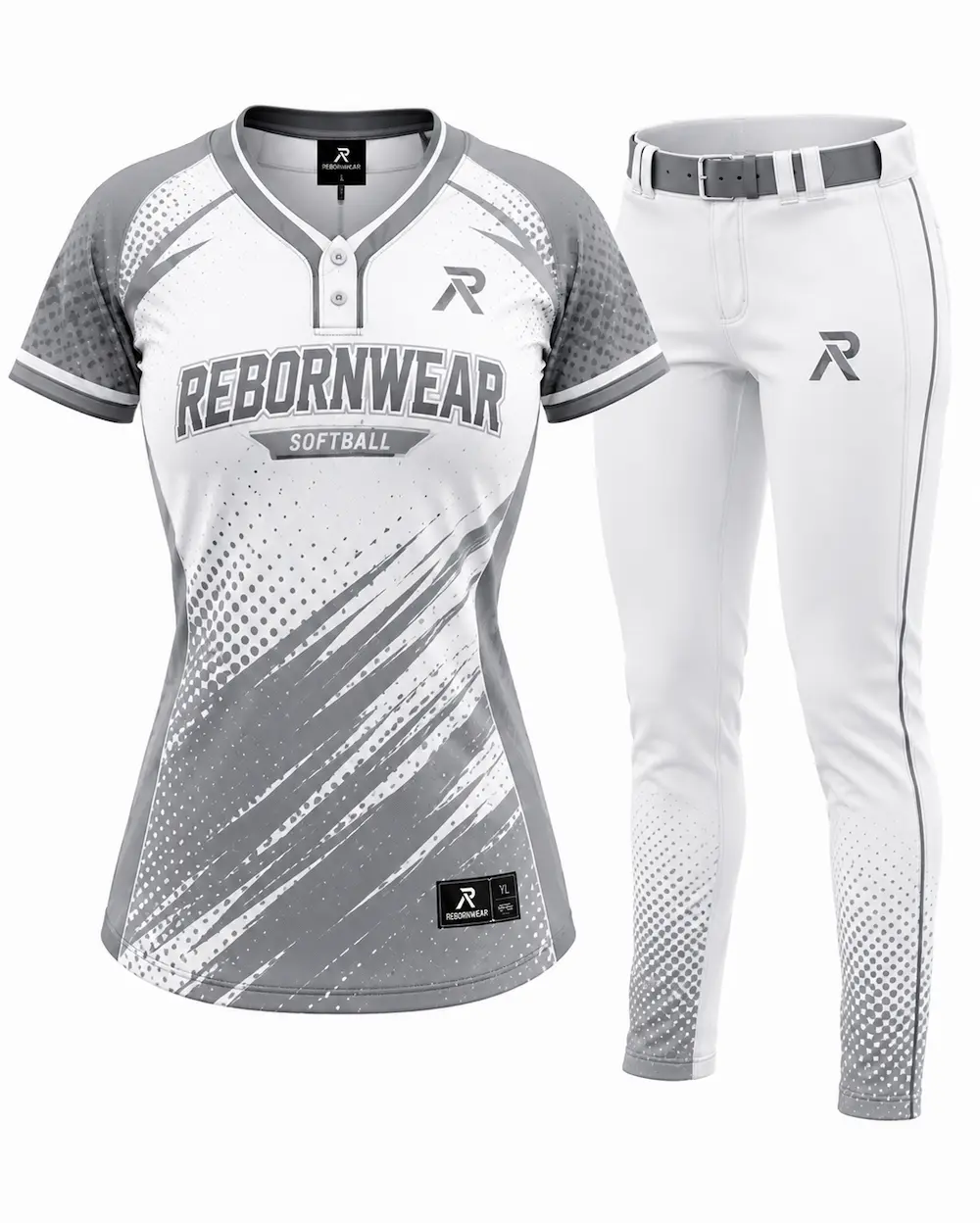 Girls custom softball uniform, sublimated jersey and pants for girls league team