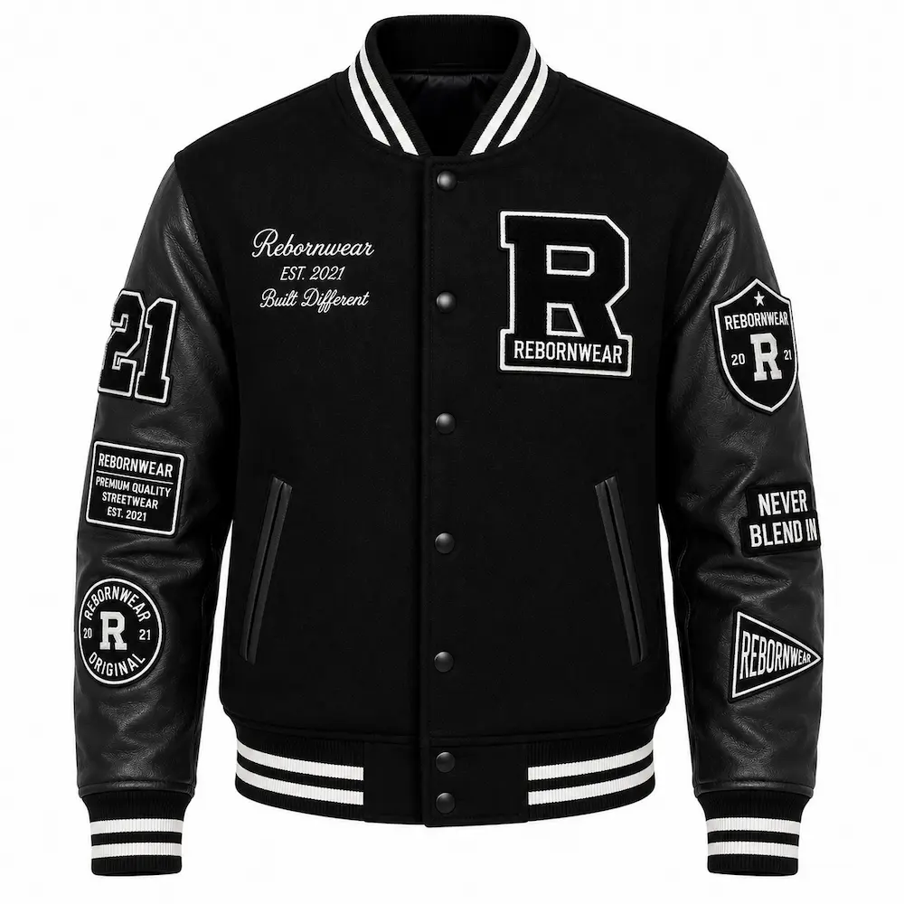 Men's varsity bomber jacket manufacturer by RebornWear