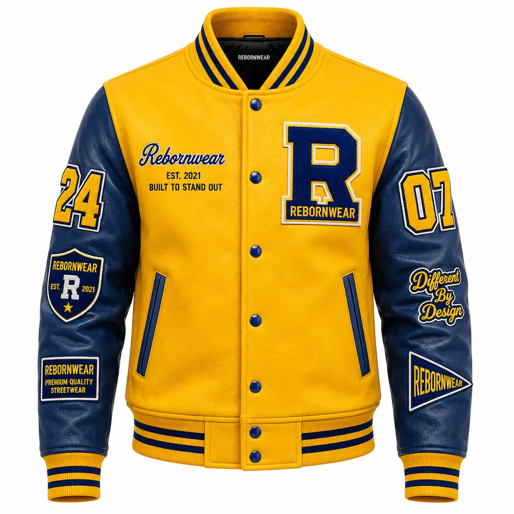 Men's full leather varsity jacket manufacturer by RebornWear