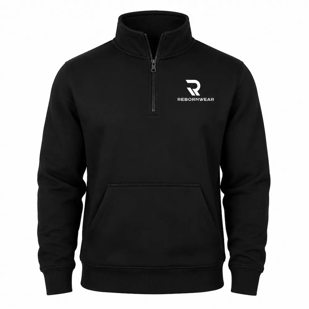 Custom men's zip-up sweatshirt manufacturer — RebornWear, Sialkot, Pakistan