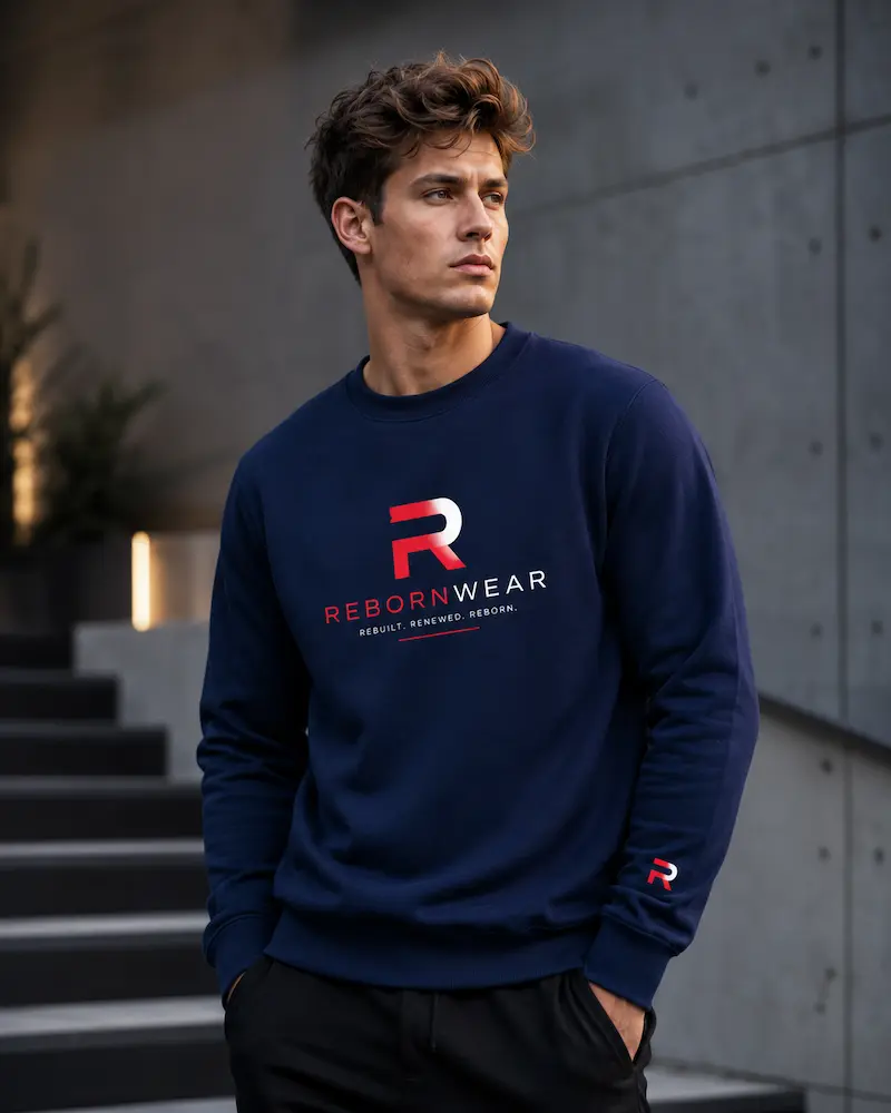 Custom sweatshirt fabric and production detail by RebornWear in Sialkot, Pakistan