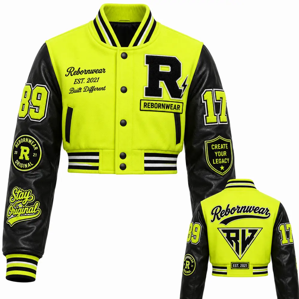 Women's varsity bomber jacket manufacturer by RebornWear