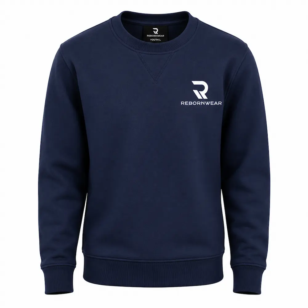 Custom youth crewneck sweatshirt manufacturer — RebornWear, Sialkot, Pakistan