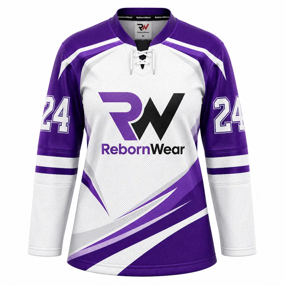 Purple custom women's ice hockey jersey by RebornWear