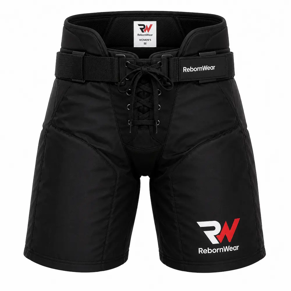Black custom women's ice hockey shorts by RebornWear