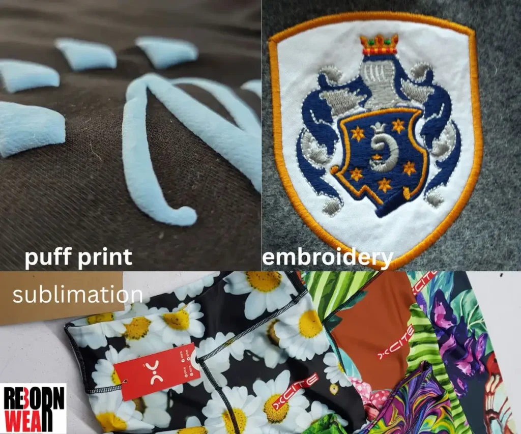 Choosing Fabric for Sportswear, Streetwear & Casual Apparel: How Fabric, GSM & Decoration Methods Work Together 2 embroidey , puff print , sublimation print