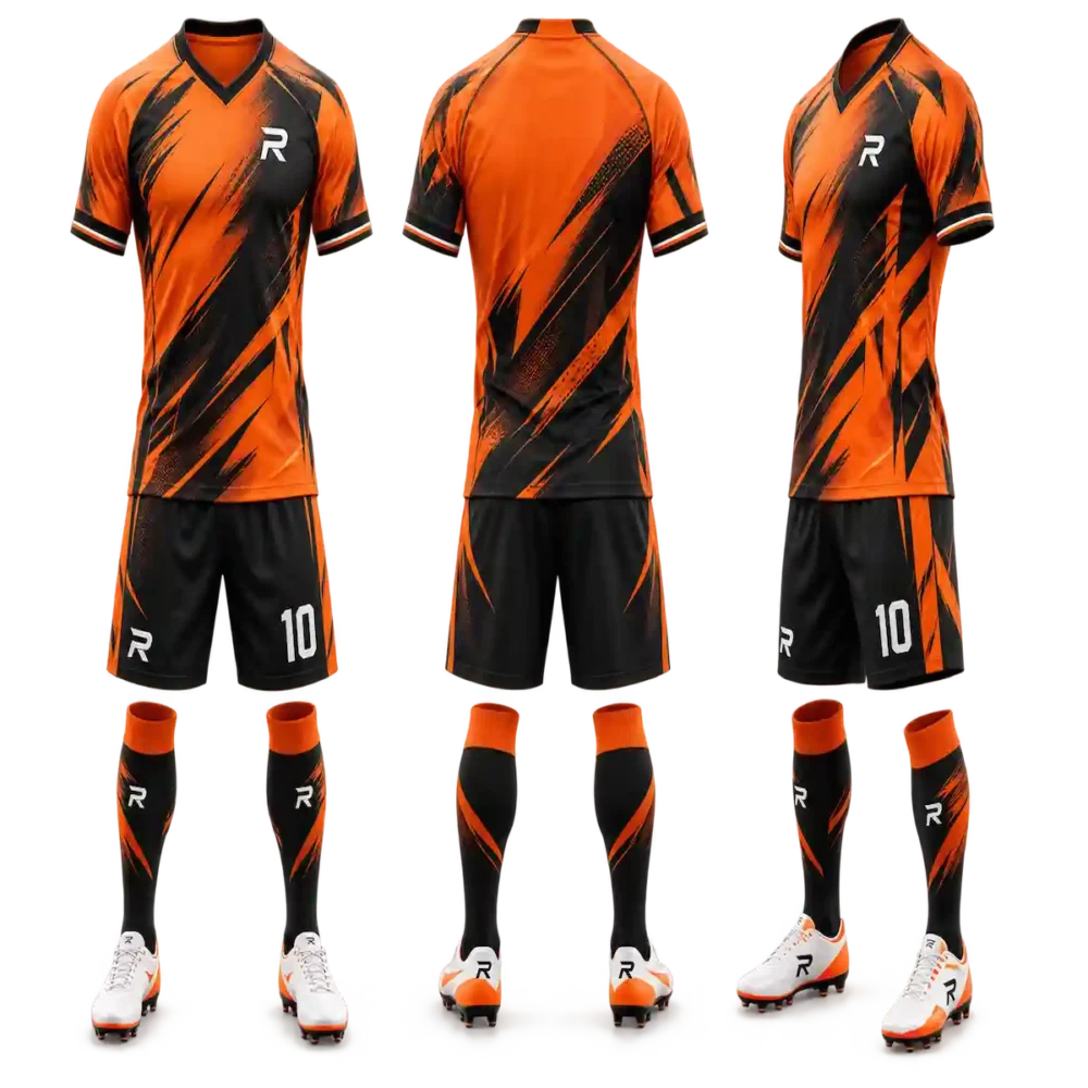 custom mens orange aoccer uniforms