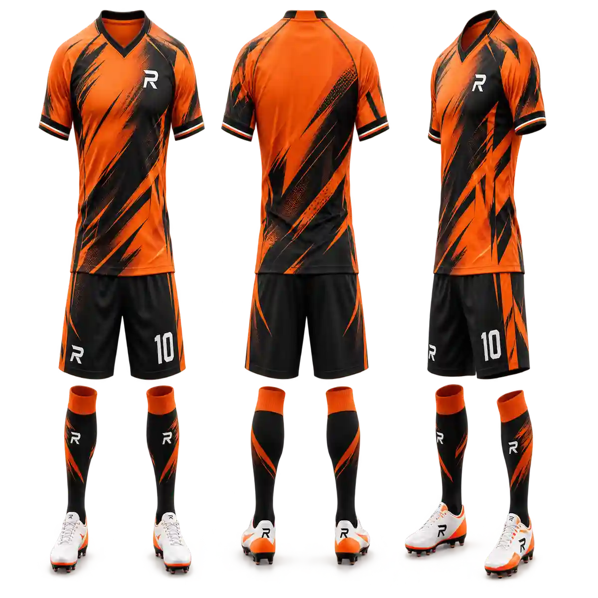Orange Smoke Professional Soccer Kits — Men's Custom Sublimated 1 custom mens orange aoccer uniforms