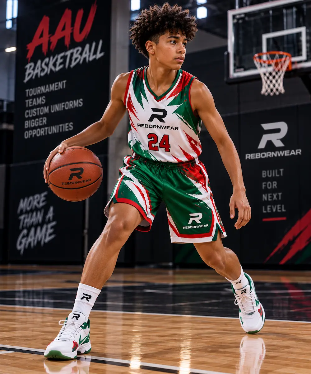 Custom AAU basketball shorts for tournament teams by RebornWear