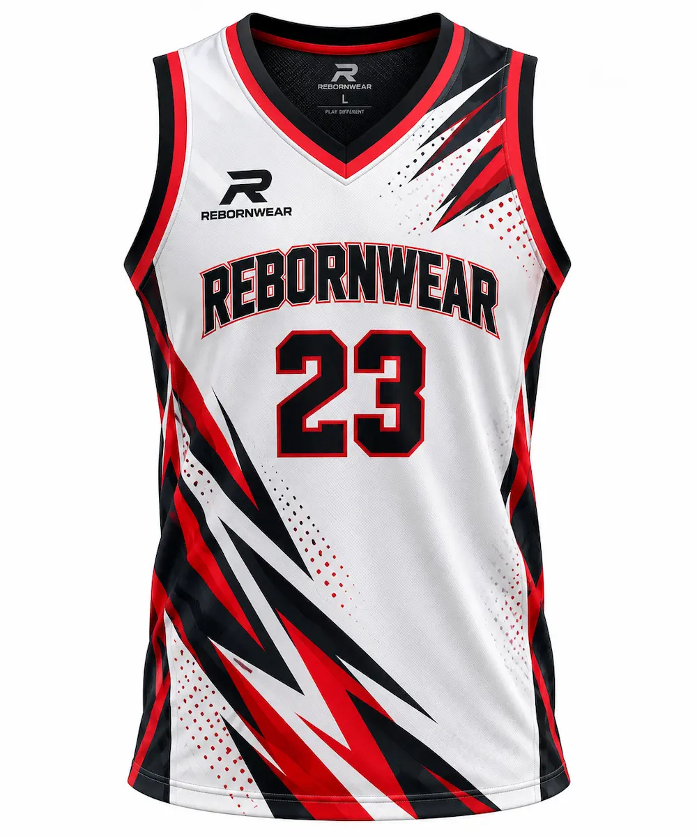 Custom basketball jerseys sublimated in team colors by RebornWear
