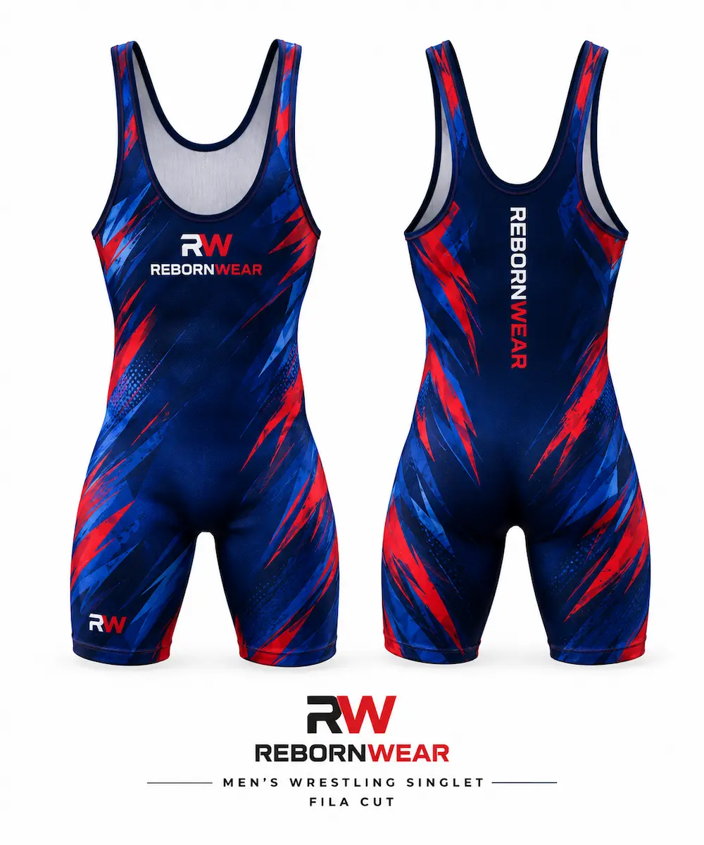 Fila cut men's wrestling singlet manufactured by RebornWear