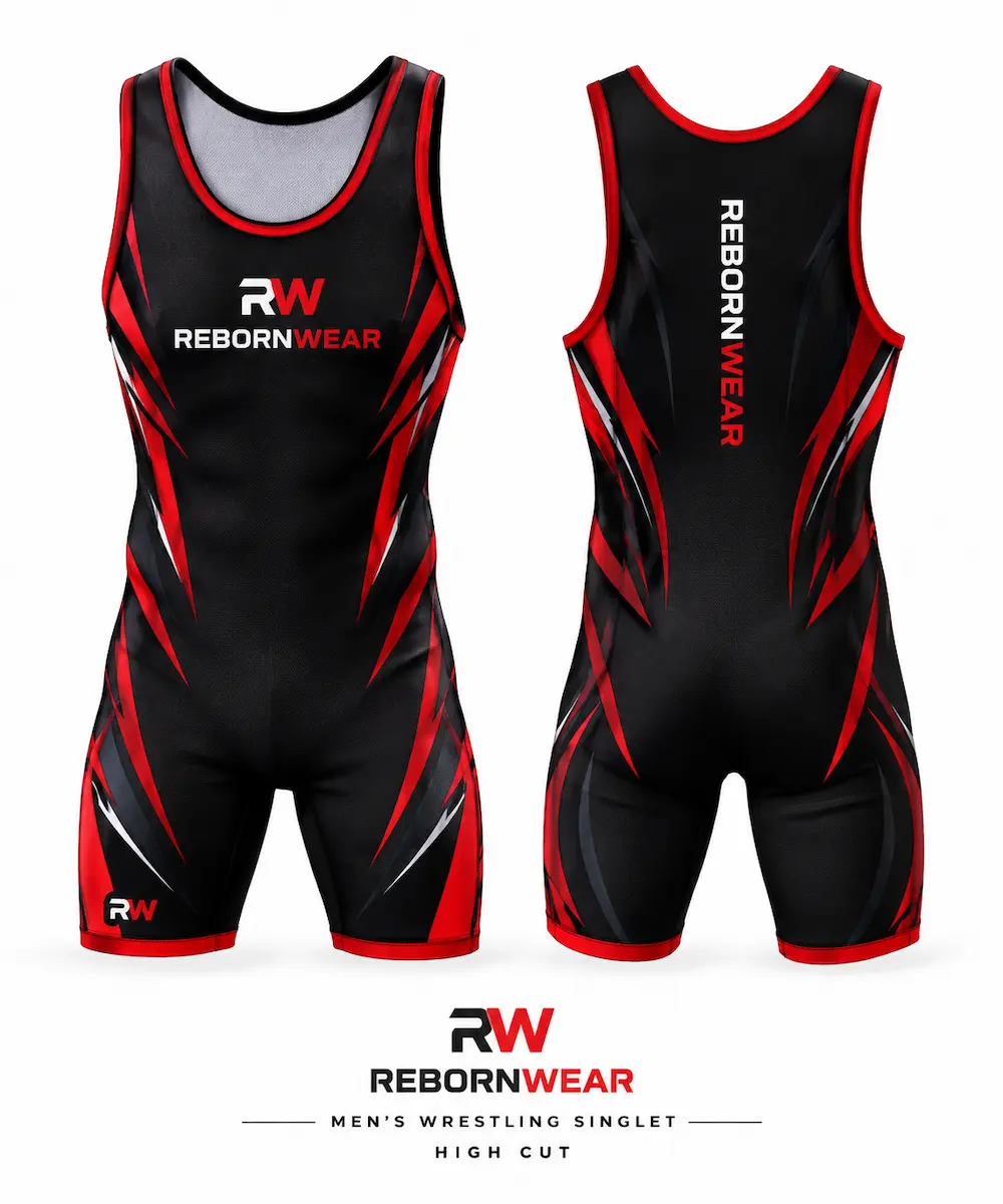 High cut men's wrestling singlet manufactured by RebornWear