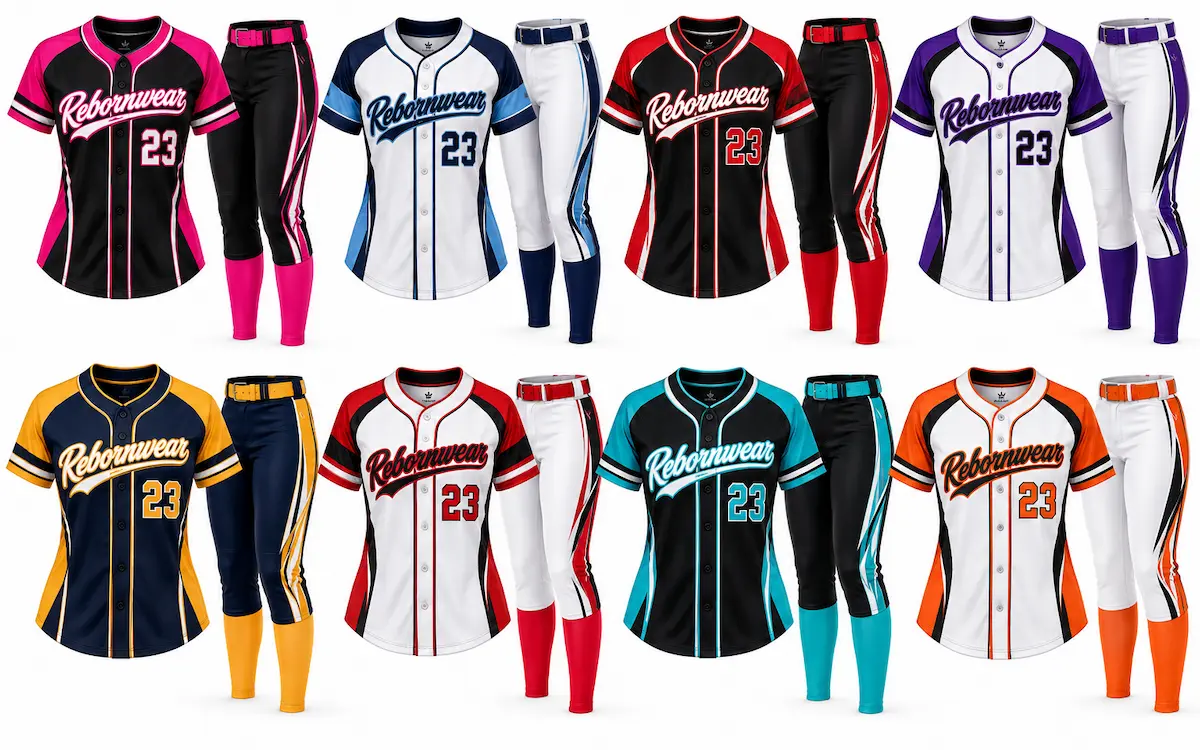 15 Softball Uniform Ideas: Design & Color Inspiration for Your Team 3 Bold two-color softball uniform showing team color combination by RebornWear