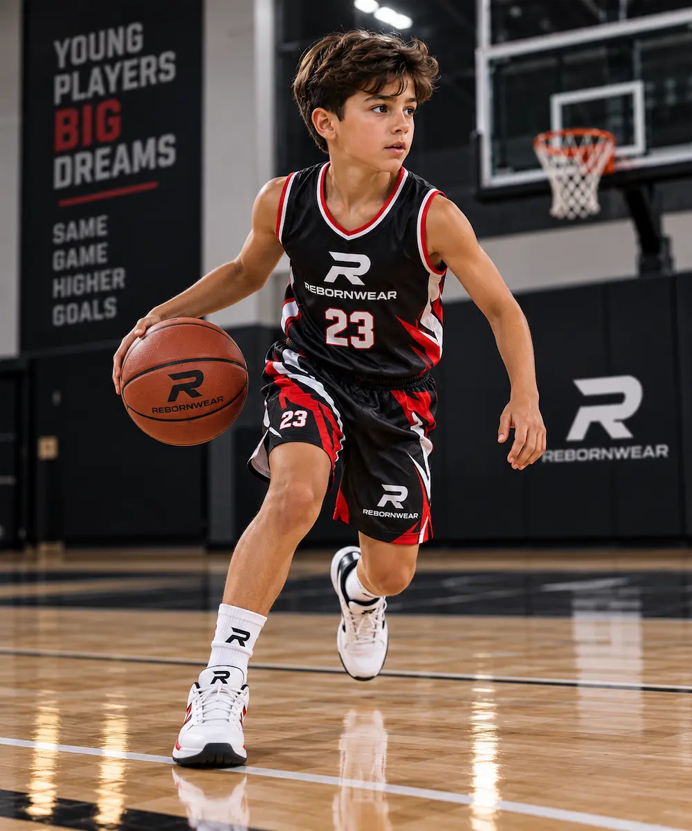 Custom youth basketball shorts for kids' teams by RebornWear