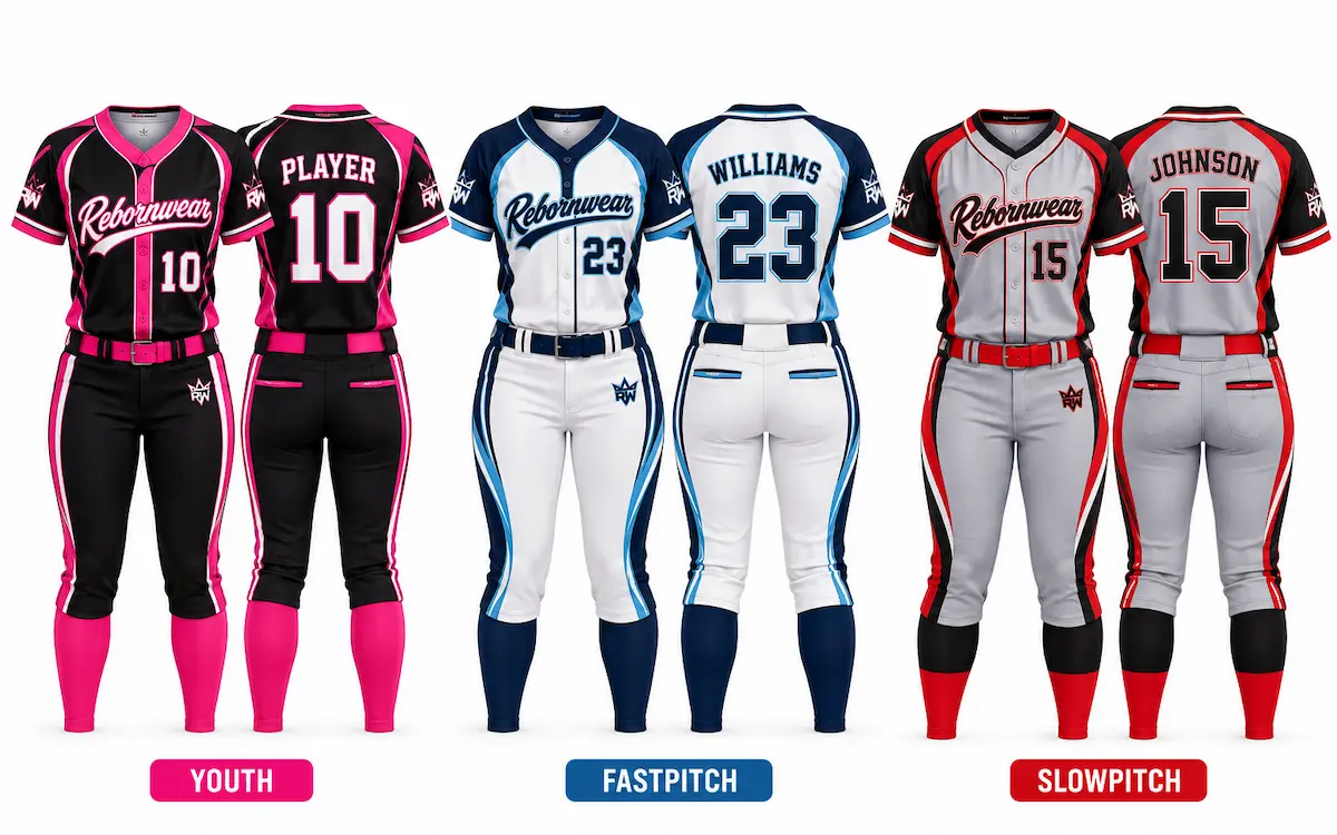 15 Softball Uniform Ideas: Design & Color Inspiration for Your Team 5 Youth fastpitch softball uniform kit by RebornWear